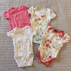 Baby Girl Summer Onesie lot bundle 4 pieces Sz 3 Mo